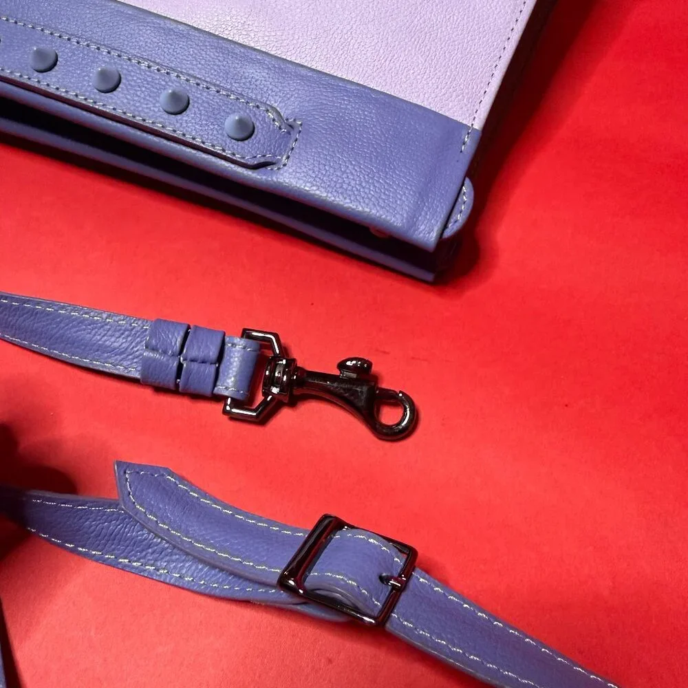 Min & Mon Leather Crossbody Bag – Lavender & Lilac with Neon Green Accents - Picture 11 of 12